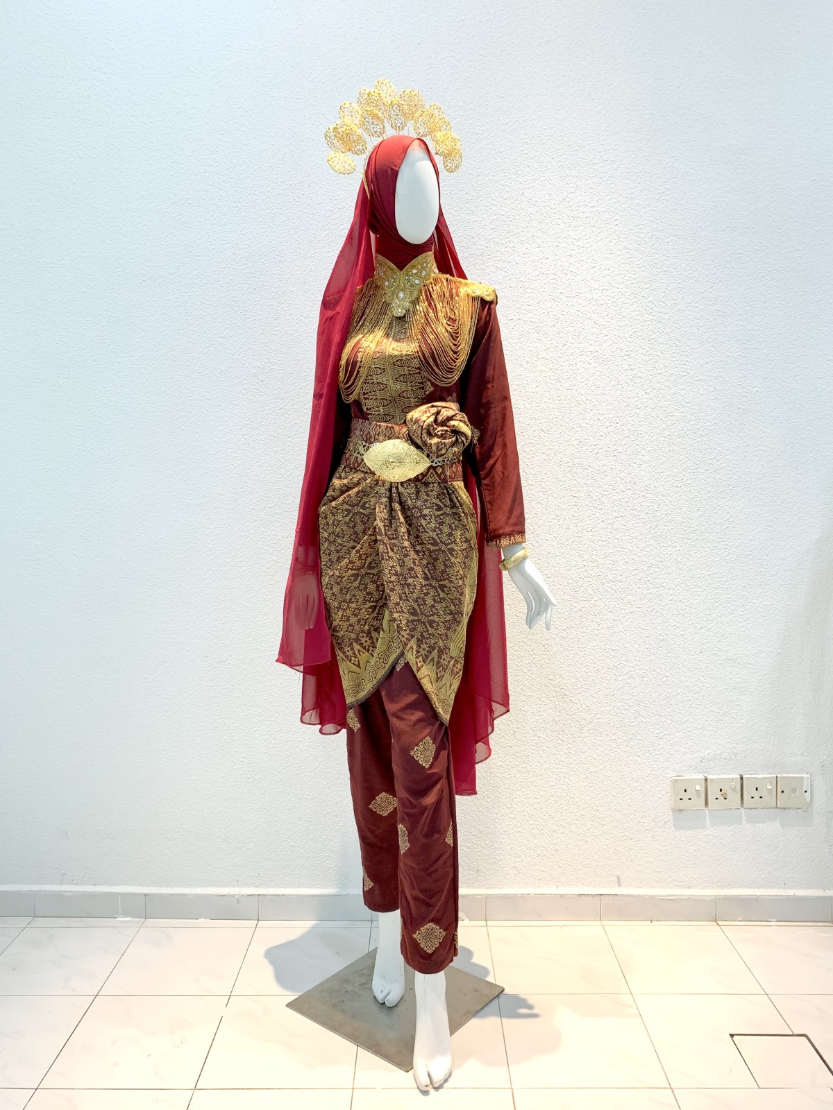 Baju Tradisional Puteri Perak Maroon Gold Saiz 2xl 3xl Fauzan