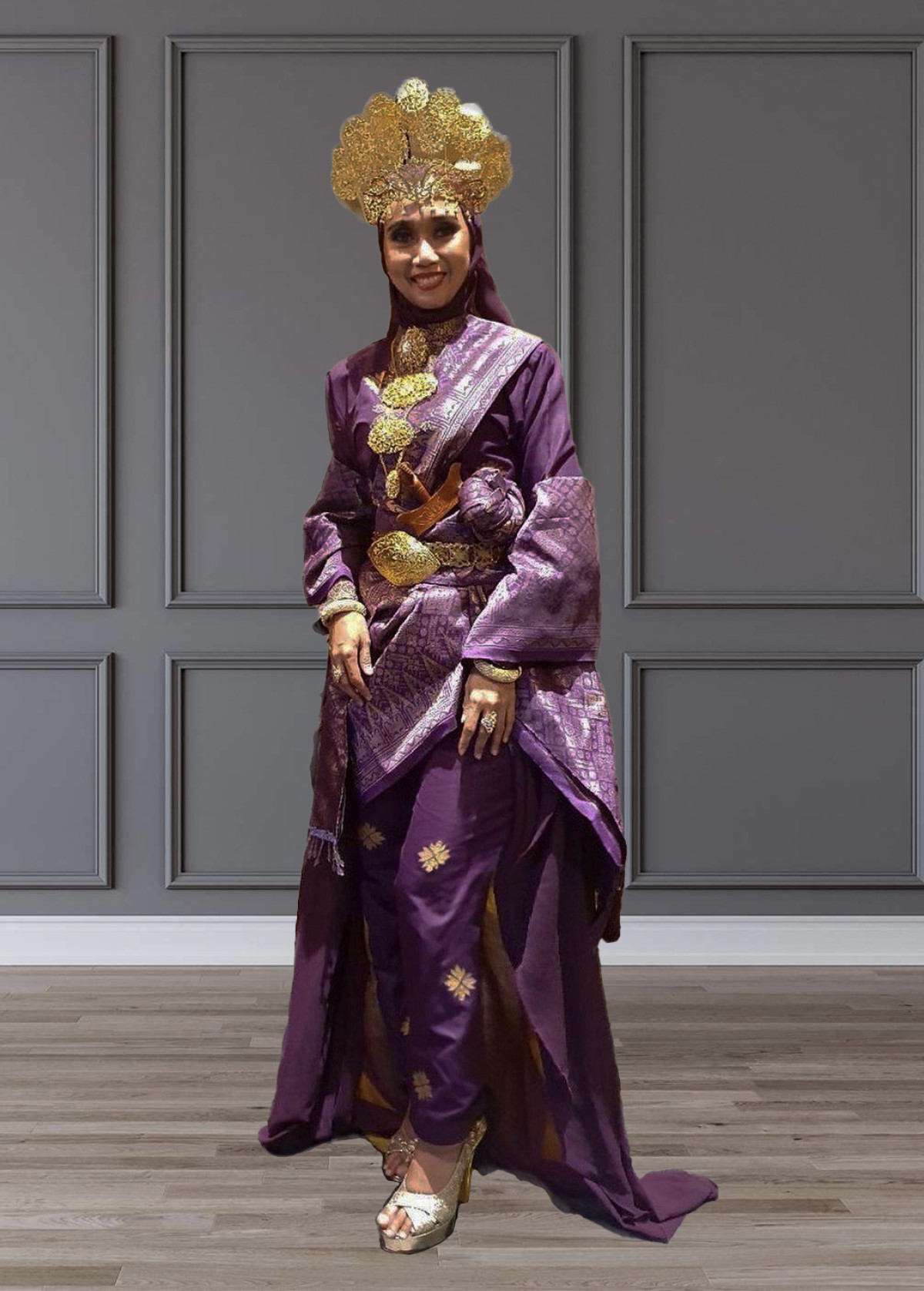 Baju Tradisional Puteri Perak Purple Gold Saiz M L Fauzan Fadzil